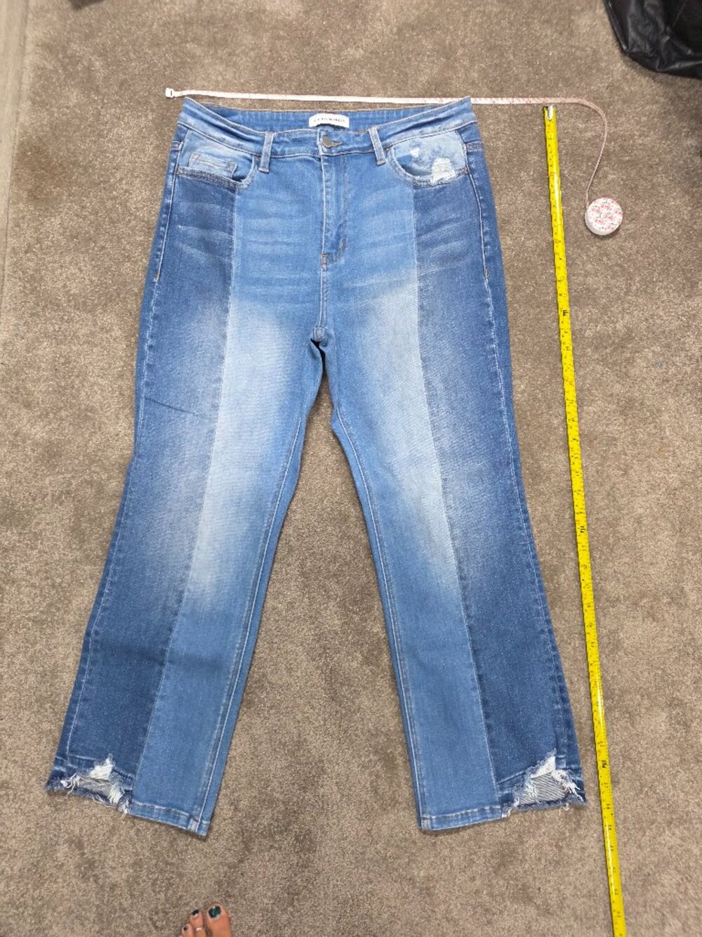 Flying Monkey High Rise Two-Tone Wide Leg Jeans